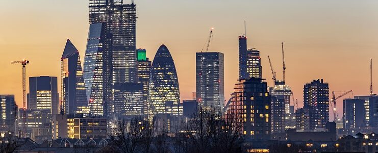 London skyline at sunset