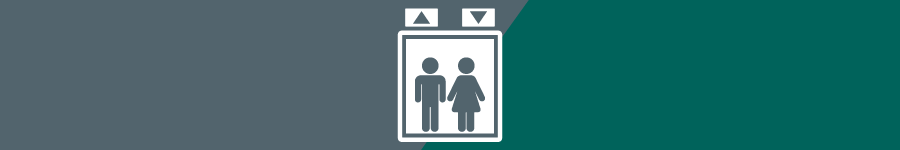 Lift symbol on a grey and teal background