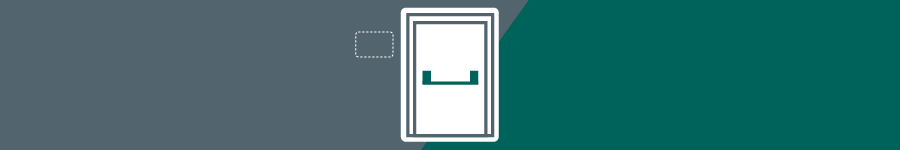 Fire door with no signage on a grey and teal background