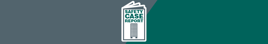 Safety Case Report on a grey and teal background